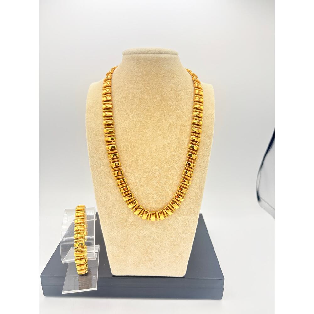 Napier Textured & Polished Gold‑Tone Necklace & Bracelet Set, late 1980's